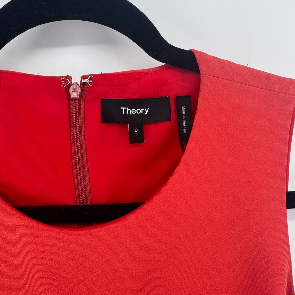 Theory Modern Crepe 2 Sheath Dress - Size 0 NWT $295 Poppy Red Business - Picture 2 of 8